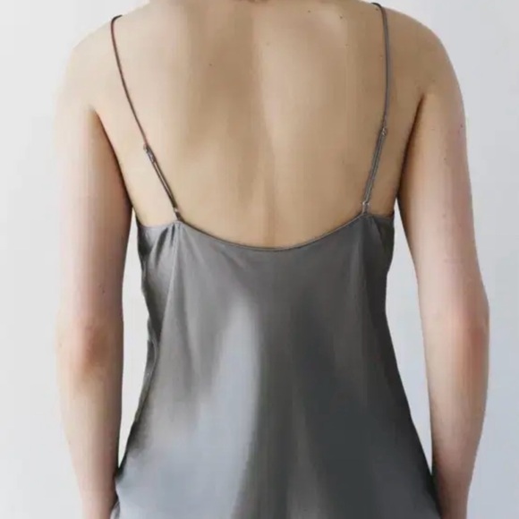 Zara Gray Tank Top with Cream Lace - Picture 3 of 7